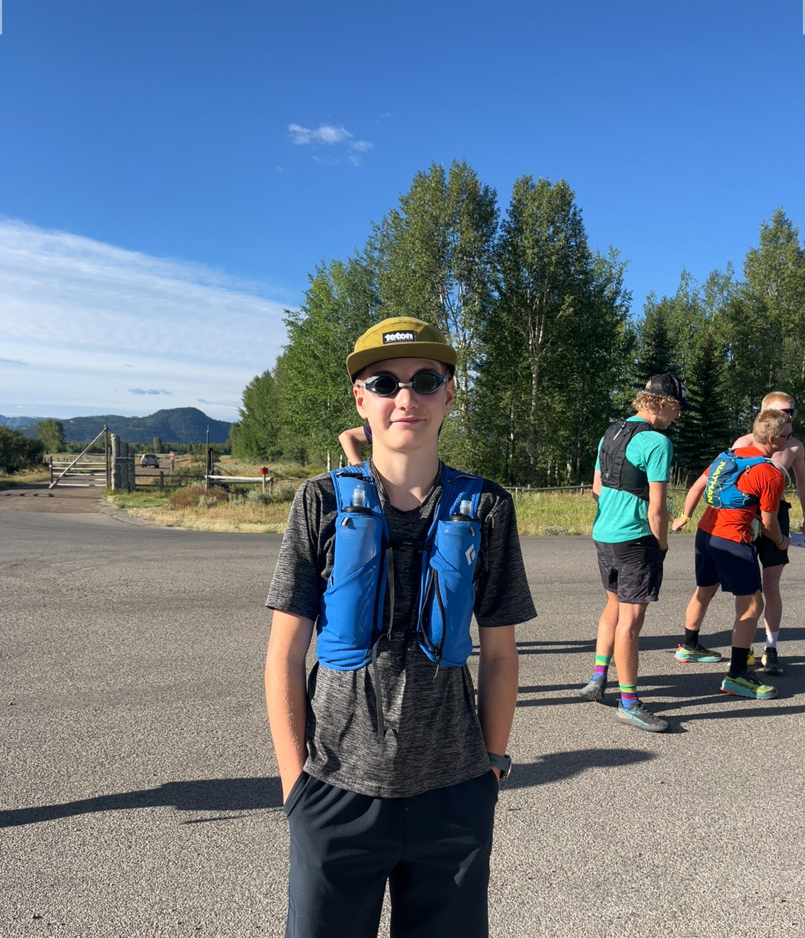 Olin ready to run and swim